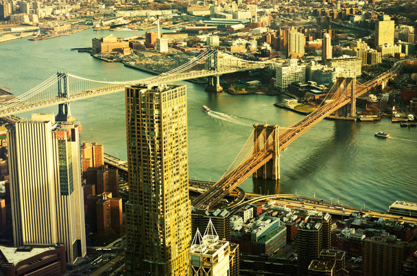 θέα του Μανχάταν και το Μπρούκλιν γέφυρες - Φωτογραφία, εικόνα