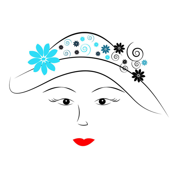 Γυναικών ματιών με καπέλο σε λευκό φόντο - Διάνυσμα, εικόνα
