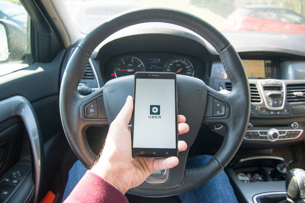 Uber application on smartphone - Fotografie, Obrázek