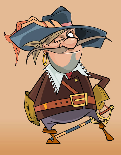 cartoon male pirate in the clothes of a musketeer - ベクター画像