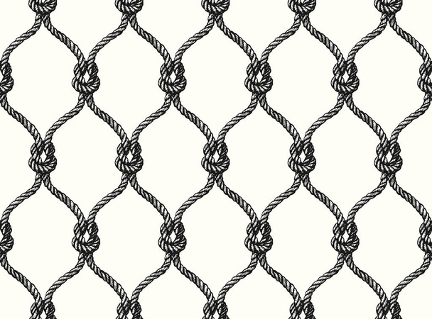 Rope seamless tied fishnet pattern - Vector, Image