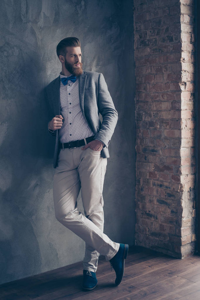full-length photo of confident trendy stylish man with red beard - Foto, immagini