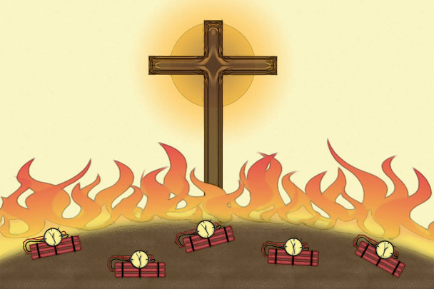 Напад на християнство вигадки і бомби християнського Хреста - Фото, зображення