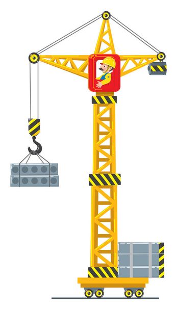 Construction crane lifts the load - Vector, Image