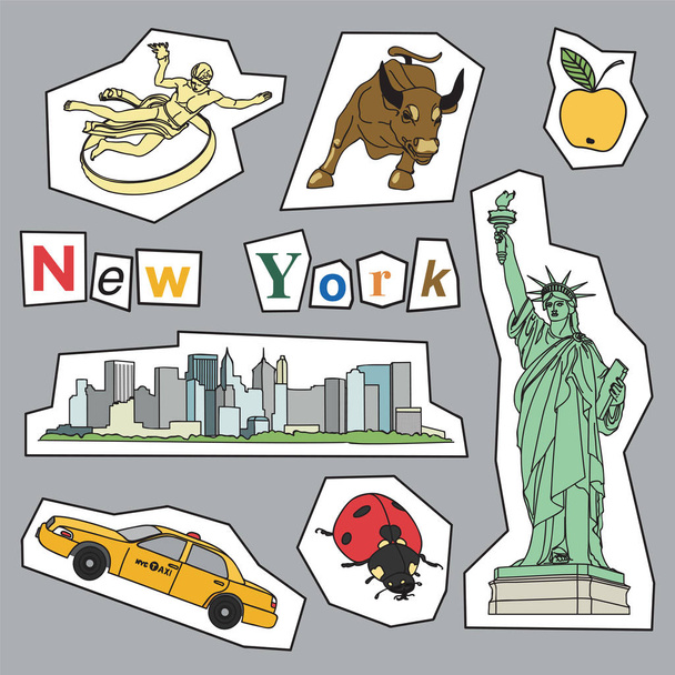 Set of New York icons - Vector, Image