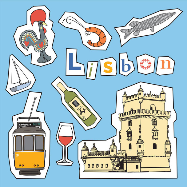 Set of Lisbon icons - Vector, Image
