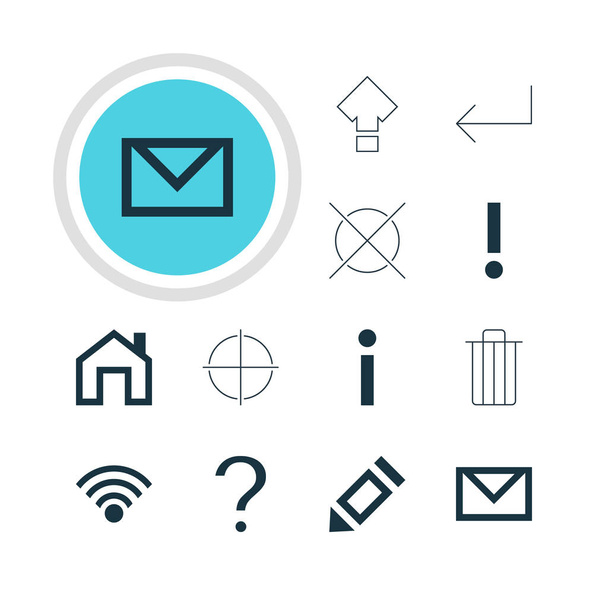 Vektorové ilustrace 12 ikon na rozhraní. Upravitelné Pack dopis, Garbage, informace a jiné prvky. - Vektor, obrázek