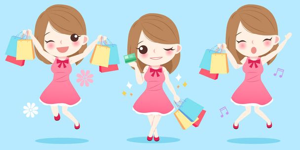 cartoon woman are shopping - Vettoriali, immagini