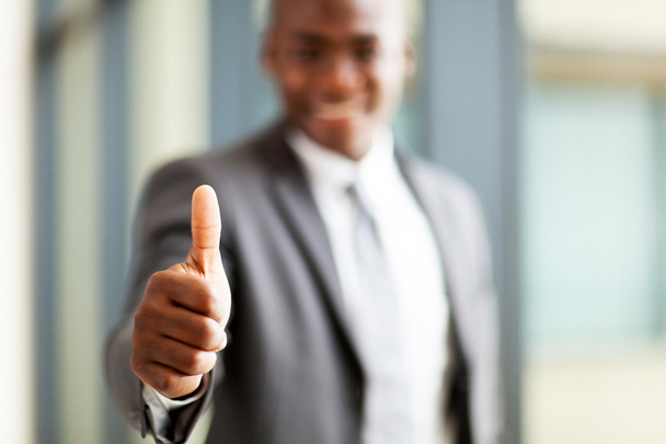 Modern african american business executive thumb up - Foto, immagini