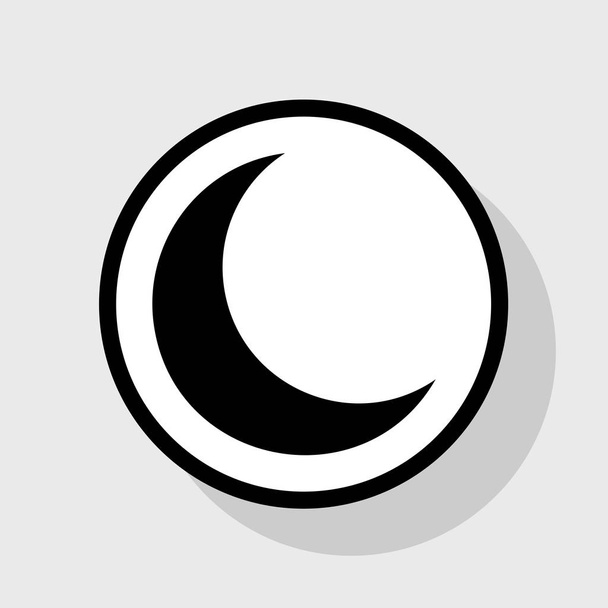 Měsíční znamení ilustrace. Vektor. Plochá černá ikona v bílém kruhu se stínem na šedém pozadí. - Vektor, obrázek