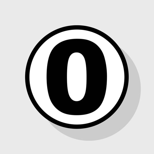 番号 0 サインはデザイン テンプレートの要素です。ベクトル。灰色の背景に影を白い円のフラット ブラック アイコン. - ベクター画像