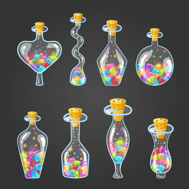 Big set of bottle elixir with gems - Vektor, kép