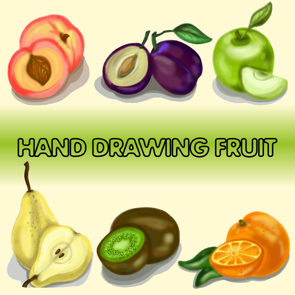 Set of illustrations of fruit - Vector, Image