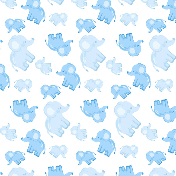 Padrão suave sem costura das crianças com elefantes azuis
 - Vetor, Imagem