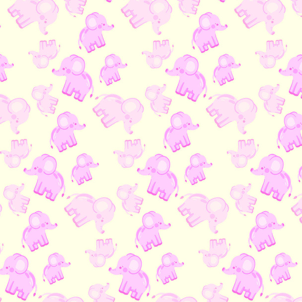 Patrón sin costura para niños con elefantes rosados
 - Vector, Imagen