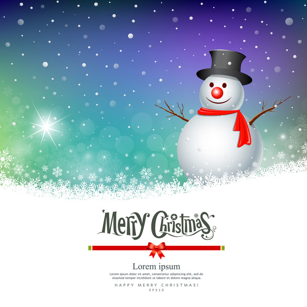 Feliz Natal boneco de neve cartão de saudação
 - Vetor, Imagem