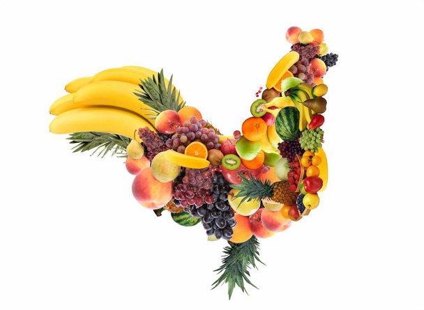 gallo, fruta, verduras, plátanos, figura, símbolo
, - Foto, Imagen