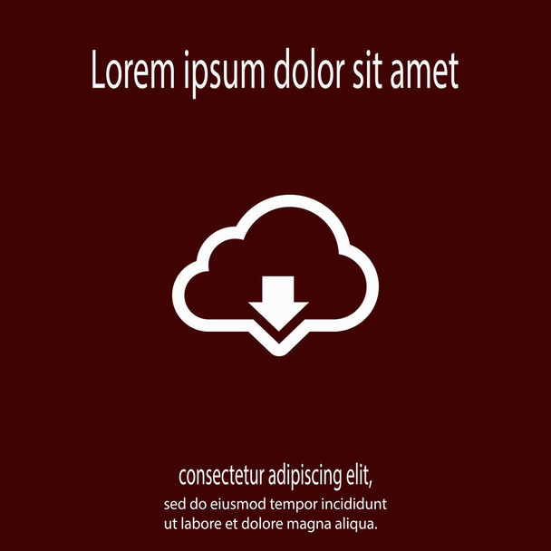 Vector cloud computing download icon, vector illustration. Flat design style - Vettoriali, immagini
