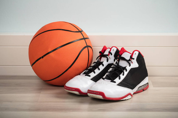 Sport Shoes And Basketball - Фото, зображення