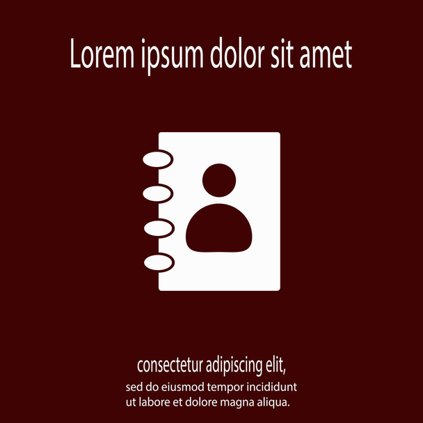 Contacts book icon, vector illustration with soft shadow on a gray background - Vetor, Imagem