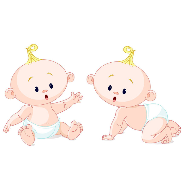 Lindos gemelos bebé
 - Vector, imagen