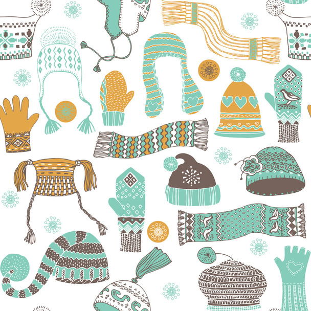 Seamless pattern of winter woollies - Vetor, Imagem