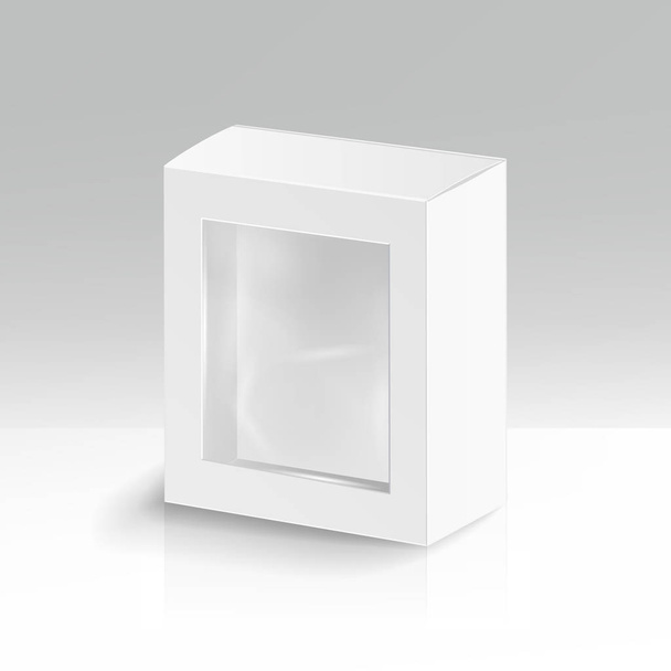 Valkoinen tyhjä pahvi suorakulmion vektori. Realistinen 3D-eristetty kuvitus. Pehmeä varjo
 - Vektori, kuva