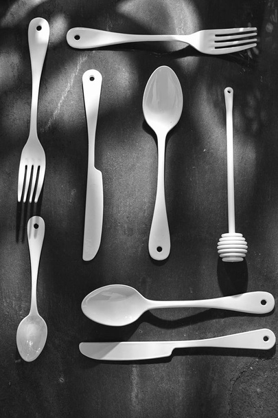 Cutlery black and white - Photo, Image