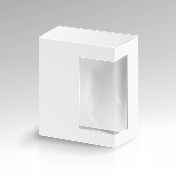 White Blank Cardboard Rectangle Vector. Realistic Mock Up White Package Box. - Διάνυσμα, εικόνα