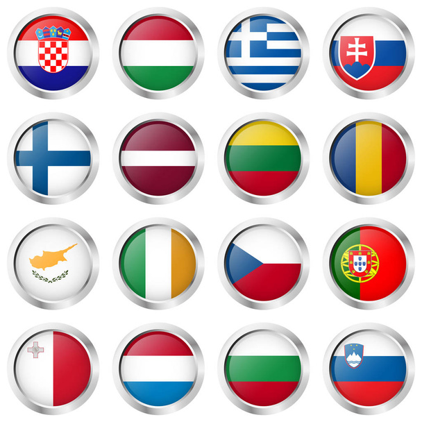 κουμπιά με σημαίες χωρών - Διάνυσμα, εικόνα