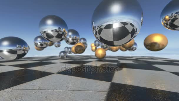 transparent balls falling on checker plate - Footage, Video