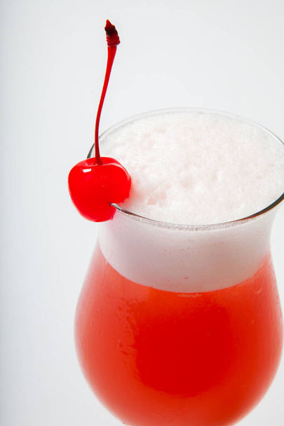 colourful coctail with cherry on the black background - Foto, Imagem