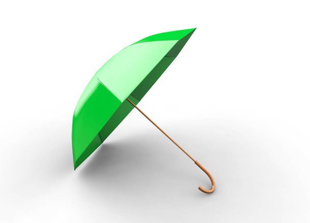 3d render Green umbrella concept rendered isolated - Фото, изображение