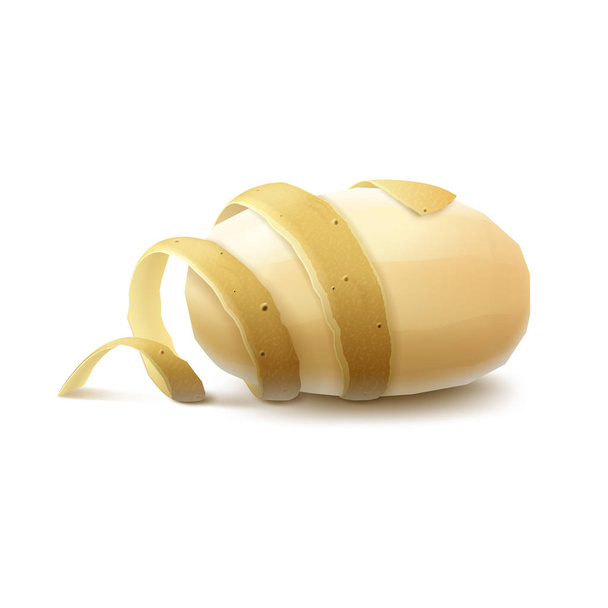 New Yellow Raw Peeled Potato with twisted peel - Vector, Image
