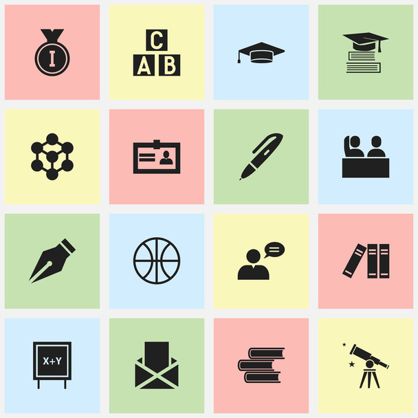 Conjunto de 16 iconos de graduación editables. Incluye símbolos tales como graduado, certificación, pizarra y más. Puede ser utilizado para el diseño de la tela, móvil, interfaz de usuario e infografía
. - Vector, Imagen