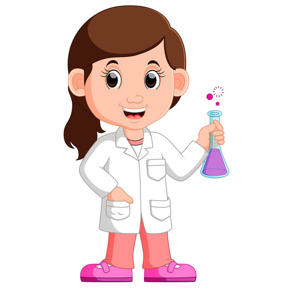 Young girl scientist - Vector, imagen