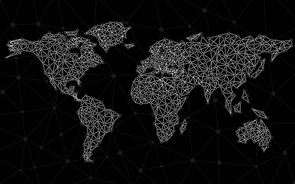 Mappa astratta del mondo poligonale con punti e linee, connessioni di rete
 - Vettoriali, immagini