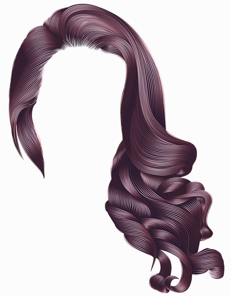 ženy módní dlouhé kudrnaté vlasy paruka červená zázvor zrzka barvy . - Vektor, obrázek