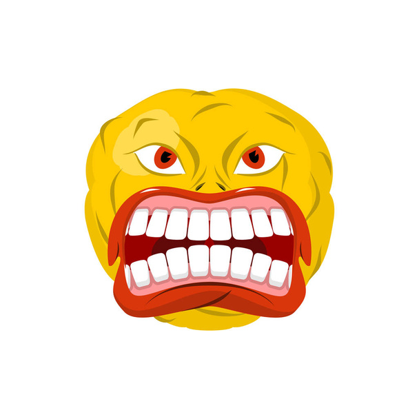 Emoticon screams. Open mouth and teeth. Crazy Emoji. emotion yel - Vector, Image