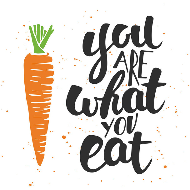 You are what you eat, modern ink brush calligraphy with splash.  - Vektor, kép