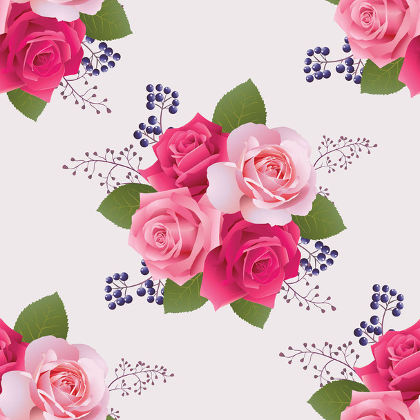 Seamless pattern with red and pink roses. Vector illustration. EPS 10 - Vettoriali, immagini