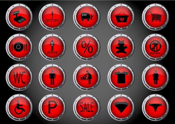 Shopping mall icons vector illustration symbol shopping cart signs for shop signs for gas station button - Vettoriali, immagini