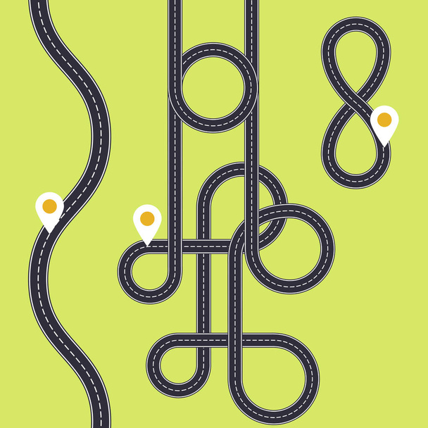 Road interweaving of loops - highway interchange with knots - Vector, Image