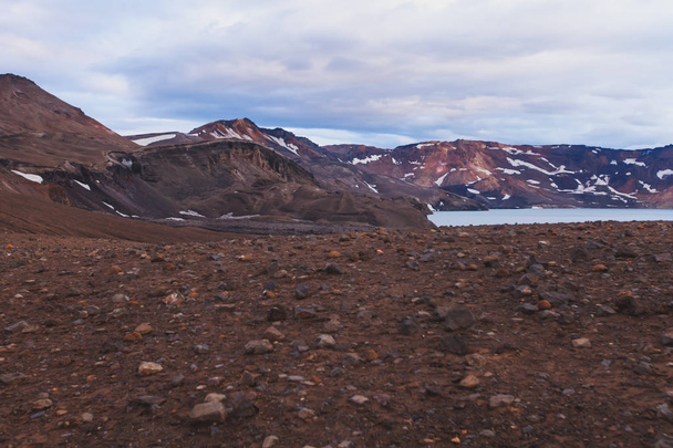 View of icelandic giant volcano Askja with two crater lakes, Iceland - Valokuva, kuva