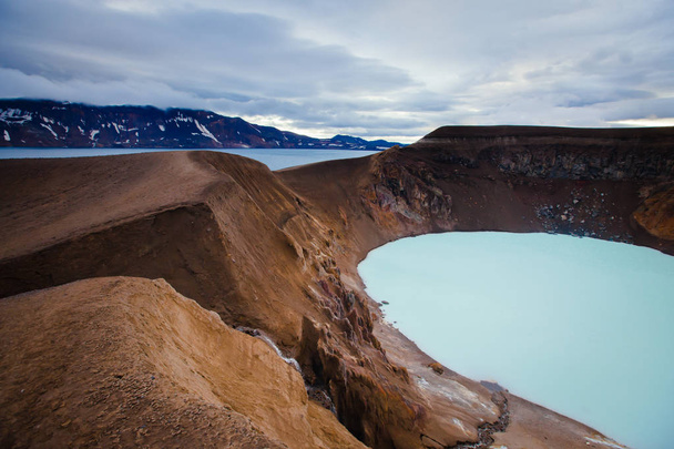 View of icelandic giant volcano Askja with two crater lakes, Iceland - Foto, afbeelding