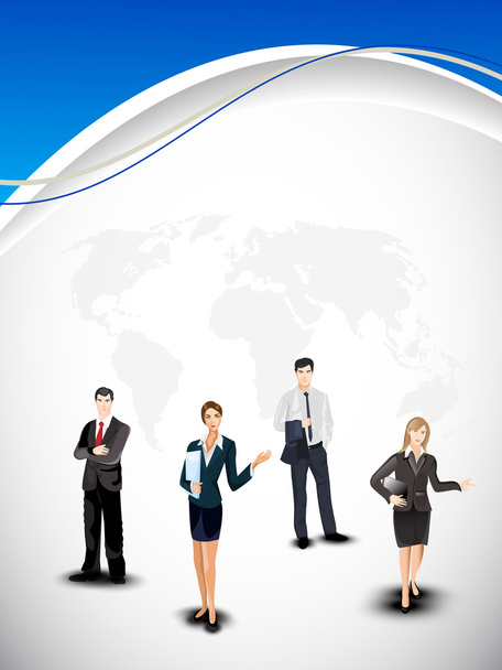 Business persons on abstractworld map background. EPS 10. - Vector, afbeelding