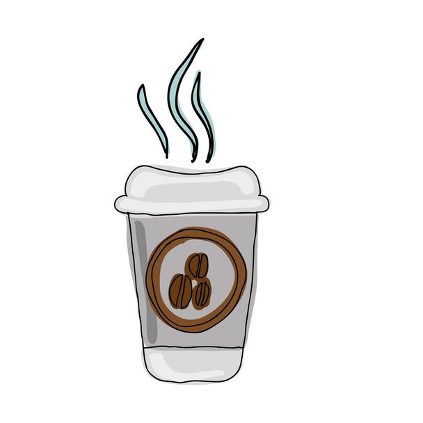 couleur silhouette dessinée à la main avec une tasse de café jetable
 - Vecteur, image