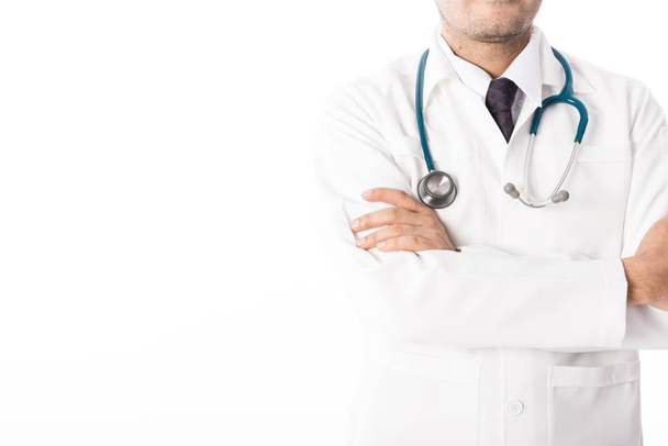 Asian male medical doctor on white background - Фото, зображення
