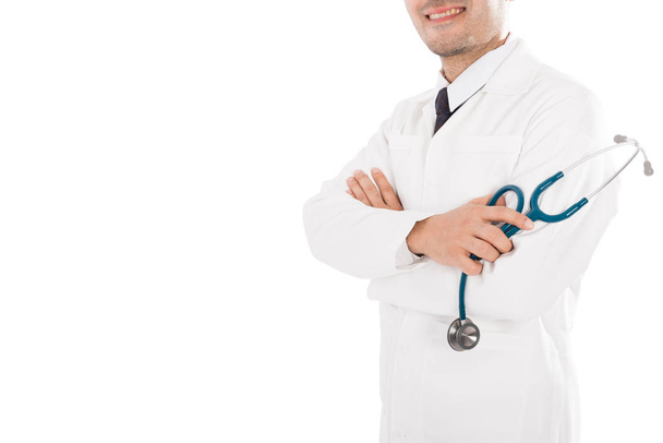 Asian male medical doctor on white background - 写真・画像