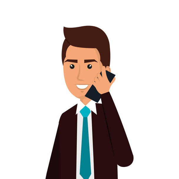 επιχειρηματίας avatar με κινητό τηλέφωνο εικονίδιο - Διάνυσμα, εικόνα